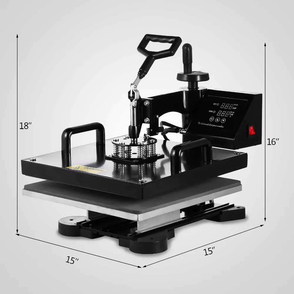 VEVOR тепловые прессы 15X15 дюймов 6 в 1 цифровой многофункциональный сублимационный