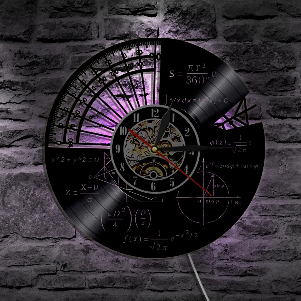 1 шт. математическая тема Виниловая пластинка настенные часы научная физика винтажные настенные часы современное настенное Искусство декоративный подарок для учителя студента