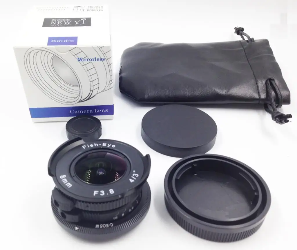 

8mm F3.8 CCTV TV Movie c mount Wide Angle Fisheye Lens for canon EOSM/M2/M3 mirrorless camera body