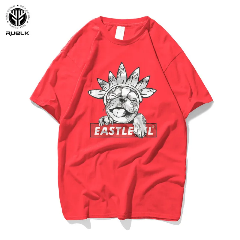 

RUELK Fashion Brand Men T-Shirt 2019 Summer Men's Printing Hip Hop Top Male T-Shirt Short Sleeve Streetwear Top Cotton O-Neck