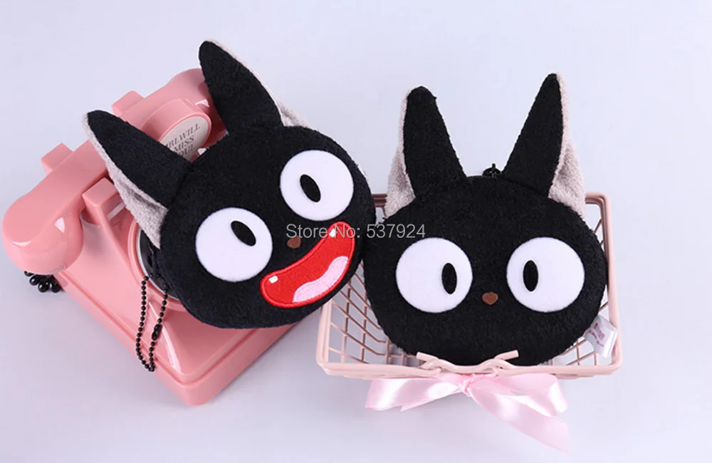 

New 10Pcs Kiki's Delivery Service Black JIJI Cat 12CM*11CM Plush Doll Coin Bag