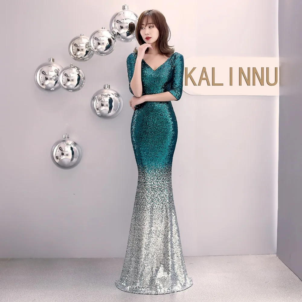 Dress Summer with Sequin Woman Half Sleeve V Neck Mermaid Luxury Long Dress Women Sexy Night Club Party Maxi Ladies Dresses (9)