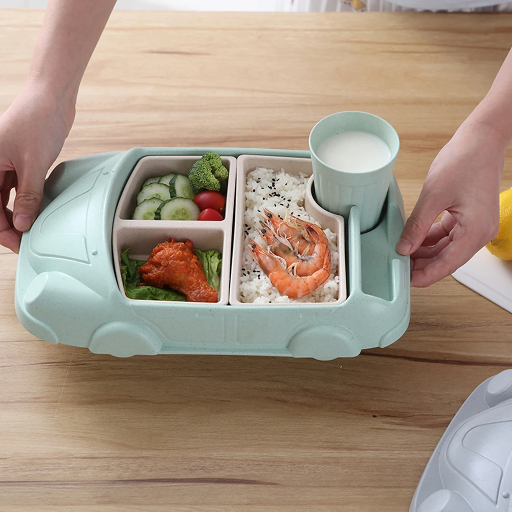 Набор посуды в форме машины для малышей и детей ясельного возраста, одобренный FDA, поднос для посуды из бамбукового волокна, рождественский подарок