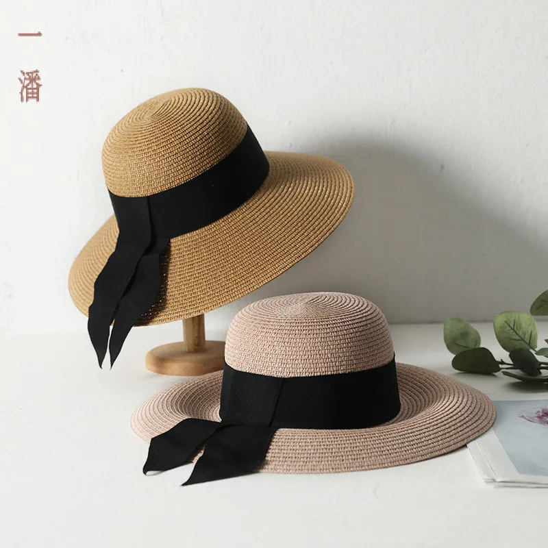 

Hat Woman Summer Korean version Xiao Qing Xin Da Yan tie fisherman straw hat beach shade outing drifting belt net red straw hat