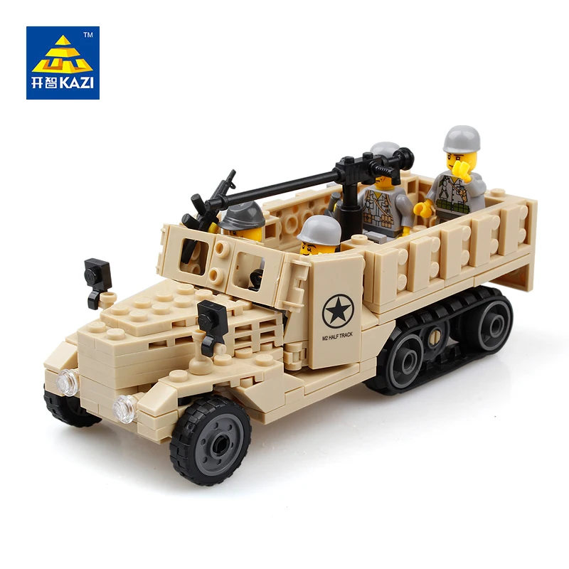 

KAZI 2017 New 82003 205pcs Century Military USA M2 Half Track American Airborne Troops minis Building Toy Model Christmas gift