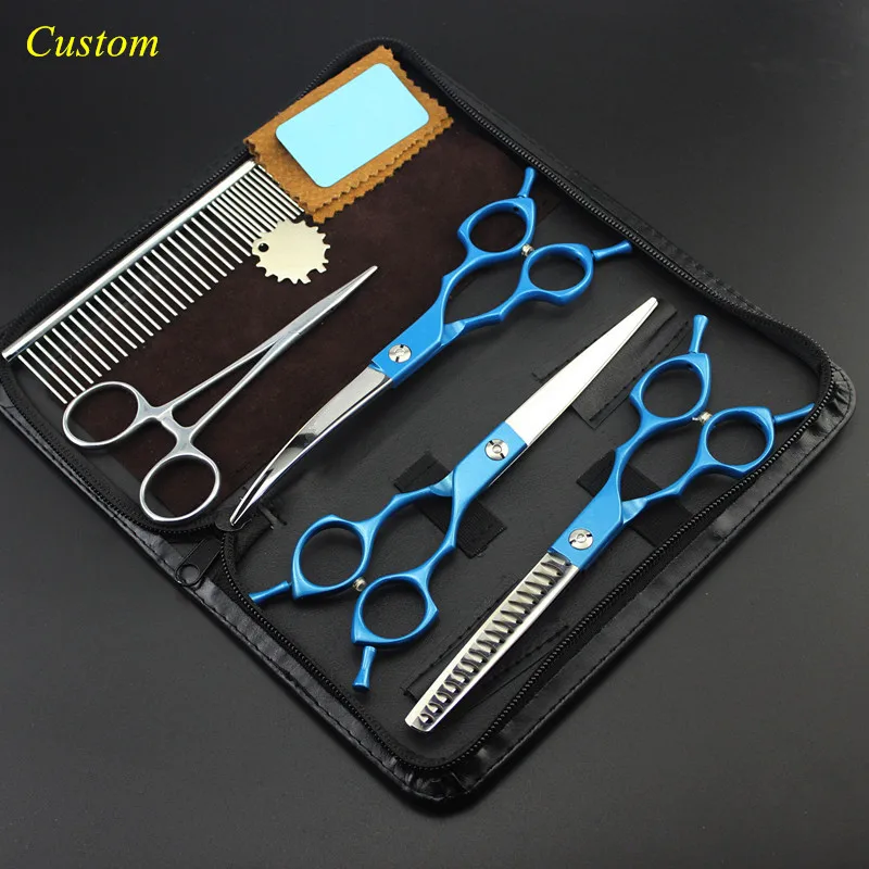 Custom 5 kit japan steel 6.5 inch blue Pet dog grooming hair scissors