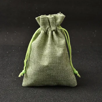 

10x14cm Apple Green 10pcs Small Jute Bags With Drawstring Wedding Sack Party Pouches Burlap Storage Package Candy Bags Gift Bag