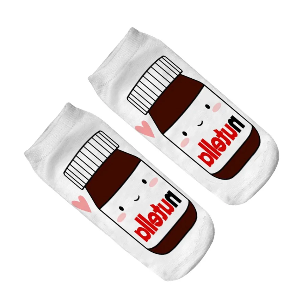 Носки с 3D принтом Nutella мужские и женские короткие носки для подростков подарок на