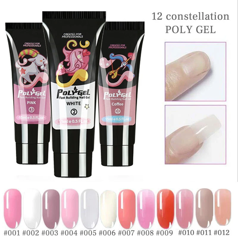 

15ml 12 Constellation Extend UV Nail Gel Extension Builder Led Gel Nail Art Gel Lacquer Jelly Acrylic Builder UV Nail Poly Gel