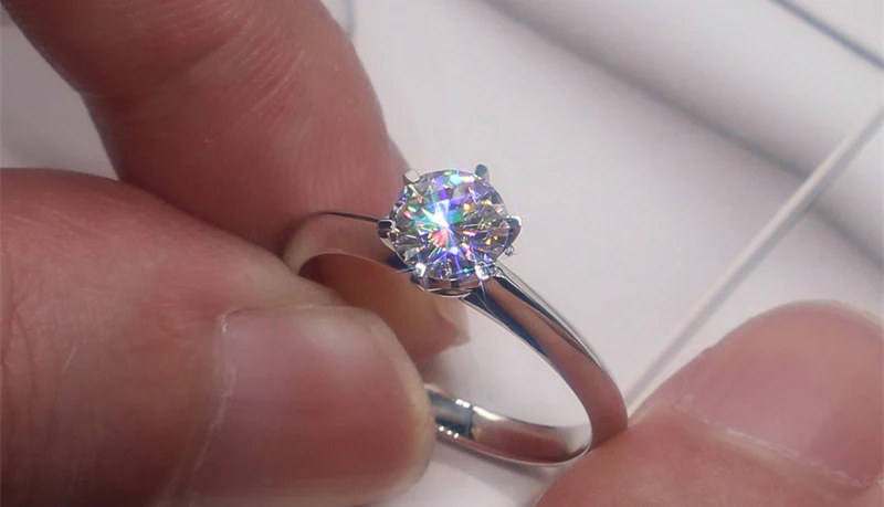 Lose Money 99% OFF! Fine Jewelry Original Natural 925 Silver Rings Solitaire 6mm 1ct Sona CZ Stone Wedding Rings For Women RL003