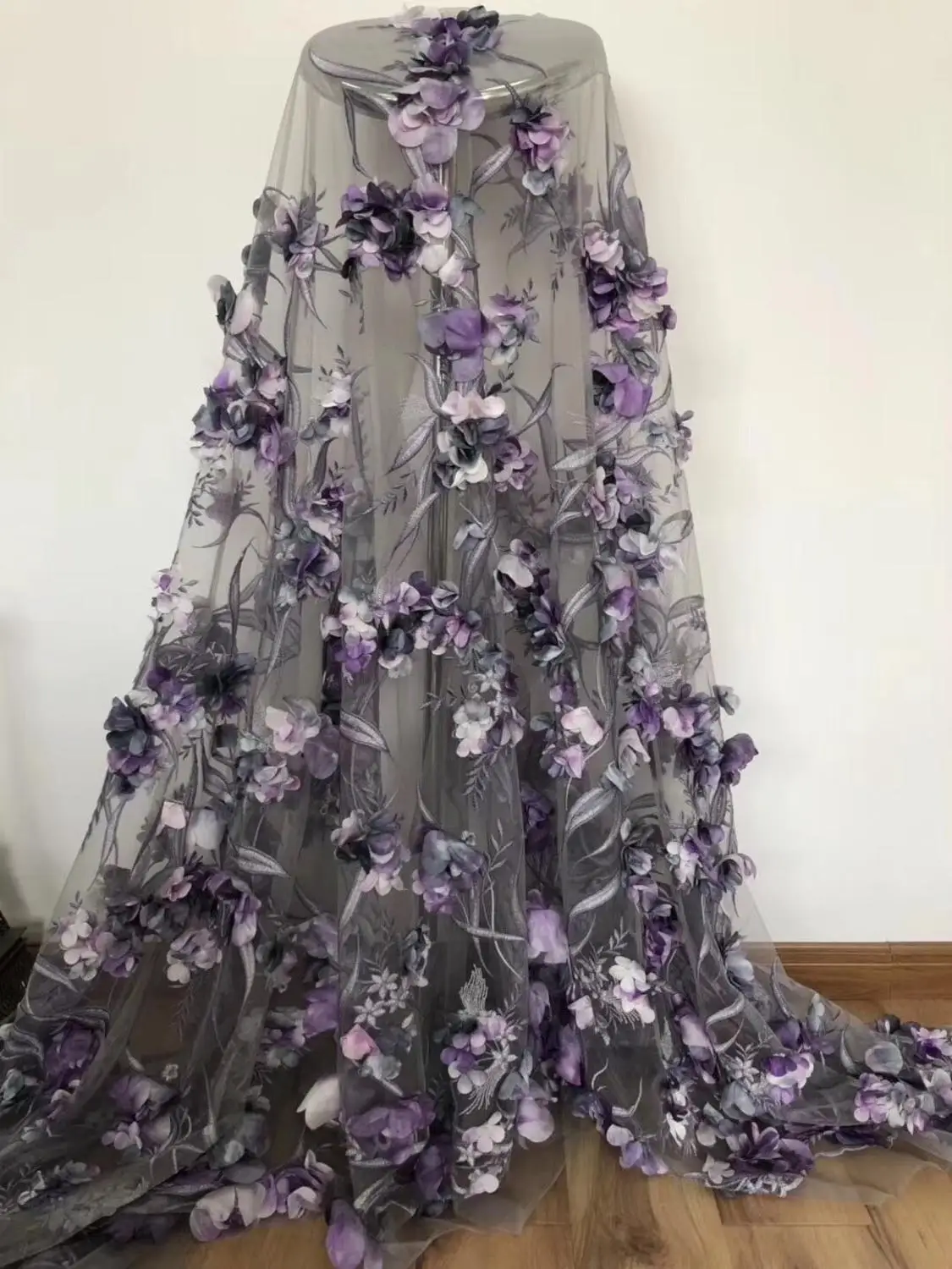 

2019 New style French net lace fabric 3D flower African tulle mesh lace fabric high quality african lace fabric DYS169