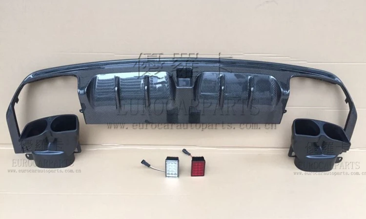 W222 S63 S65 B850 brabus style carbon fiber rear diffuser with tips 1
