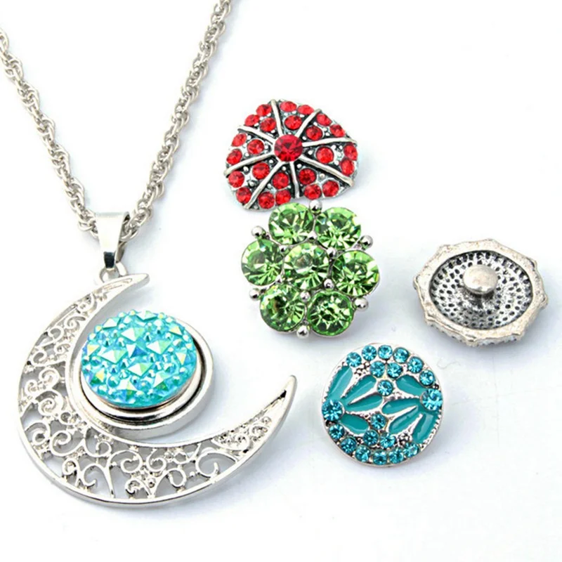 

Without chian Unisex Moon 18mm Snap Button Necklaces Woman Pendants With Beads Women'S One Direction