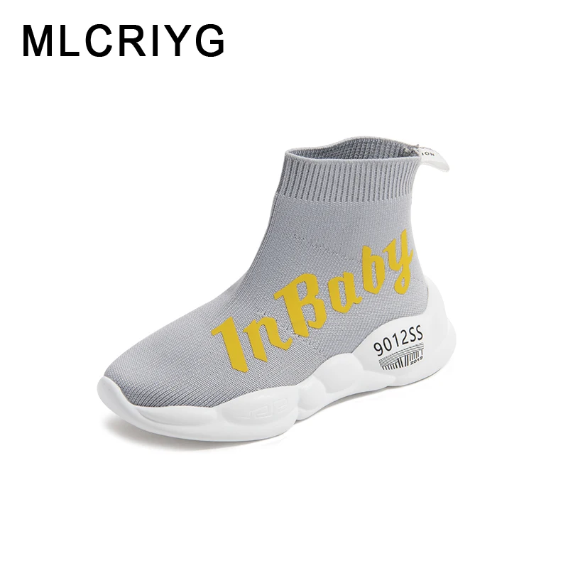 

Autumn Kids High Casual Sneakers Baby Girls Sock Sport Sneakers Children Mesh Brand Sneakers Boys Slip On Black Shoes Trainers