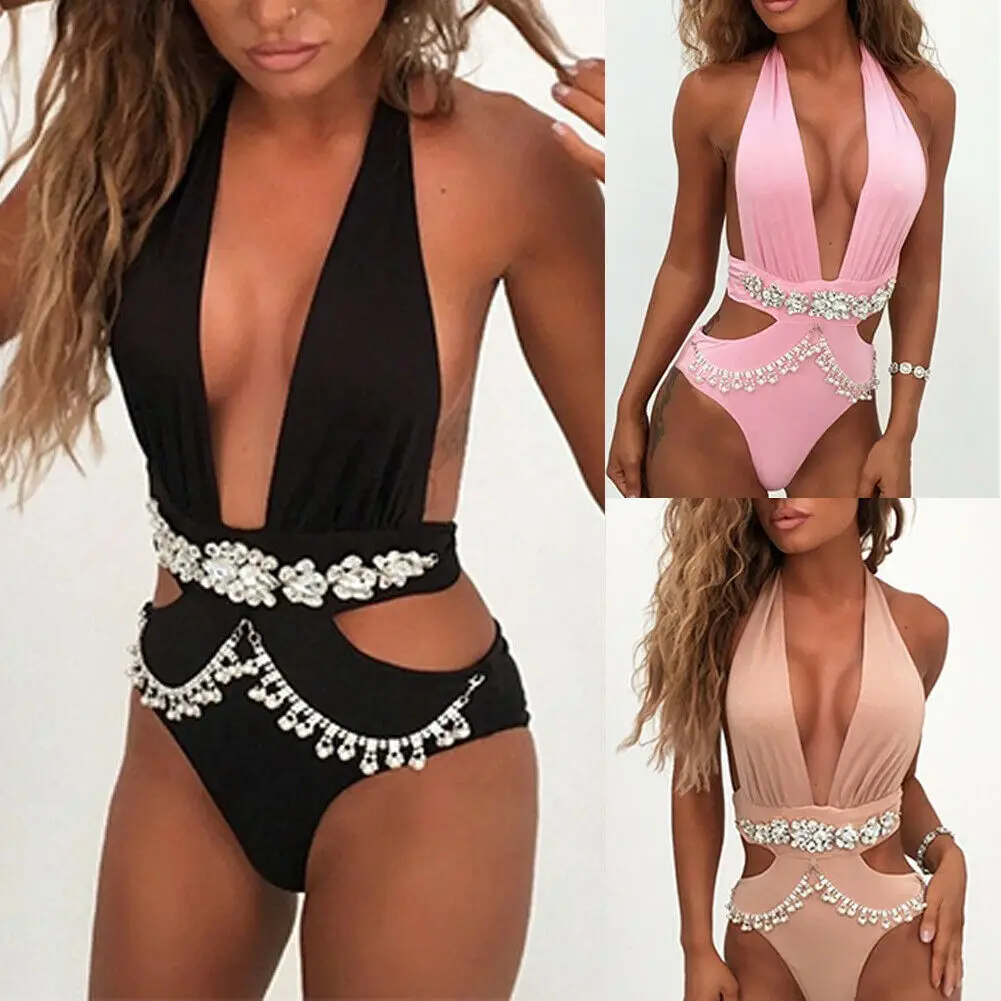 

Women Sexy Rhinestone Crystal Diamond Bikini Set Bandage Closed Swimsuit Ladies Push Up Swimwear Females Bathing Suit 2019