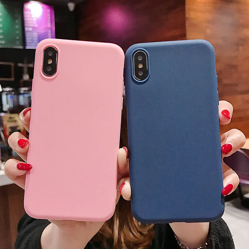 Мягкий силиконовый чехол для iPhone 7 6 6S 8 Plus 5 5S X 10 XR XS Max 6Plus 6splus 7 Plus 8 Plus милый конфетный цвет, матовый чехол