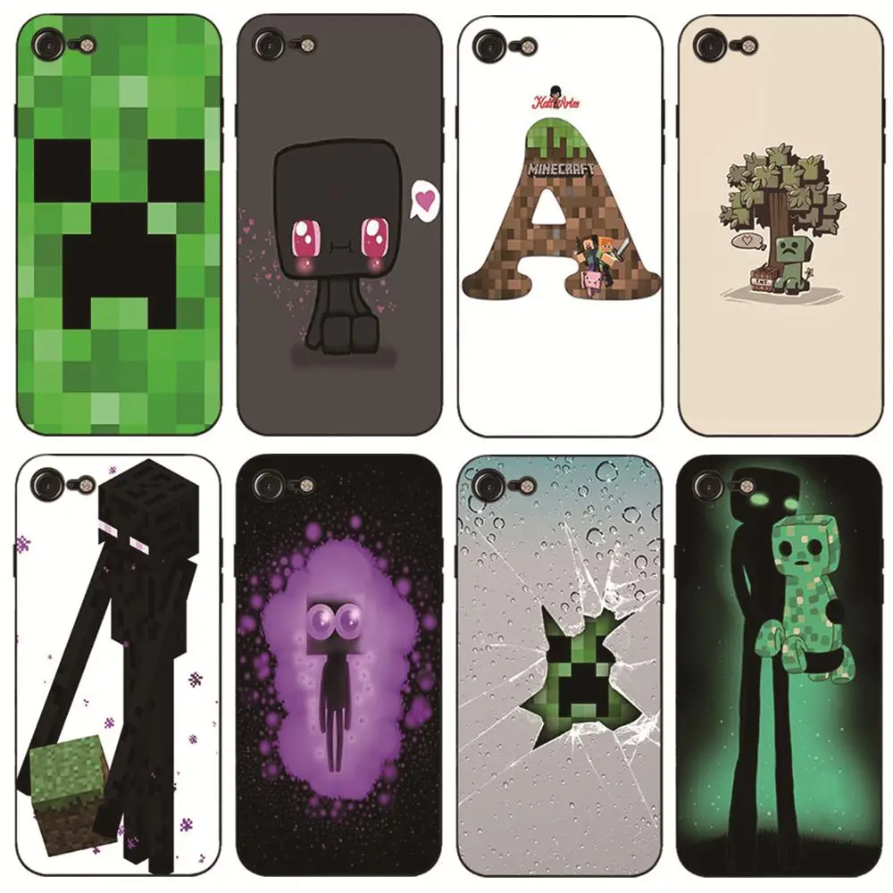 

Black soft Silicone TPU Phone Case Cover For Apple iPhone X 8 8plus 6 7 6plus 7plus 5s SE Mojang Minecraft Coque