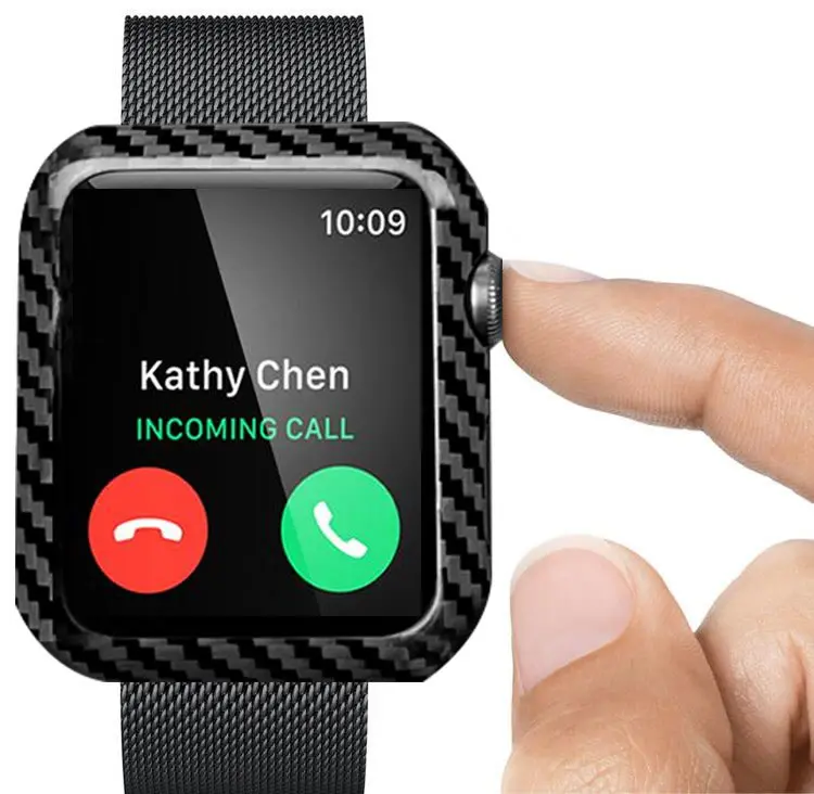 Для Apple Watch чехол из углеродного волокна серии 4 3 44 мм 42 мм 38 мм Роскошный ультра тонкий подлинный чехол из углеродного волокна для iWatch - Цвет ремешка: Golssy Black