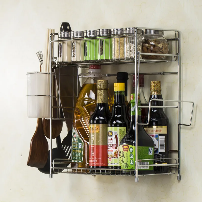  A1 Stainless steel kitchen utensils cruet rack can be hung on the wall to install spice rack LU5168 - 32910066095