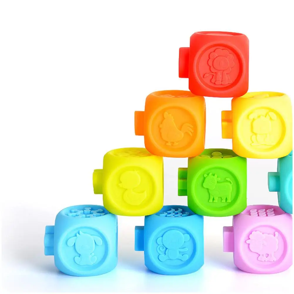 10 шт./компл. Детские захватывающие игрушки строительные блоки 3D сенсорные руки мягкие шарики детские массажные с резиновым покрытием