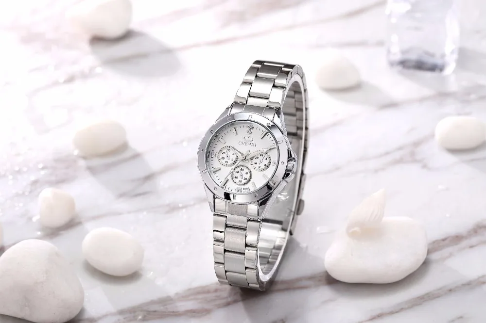 CHENXI модные женские часы-браслет из нержавеющей стали водостойкое платье кварцевые наручные часы xfcs Geneva женские часы montre femme