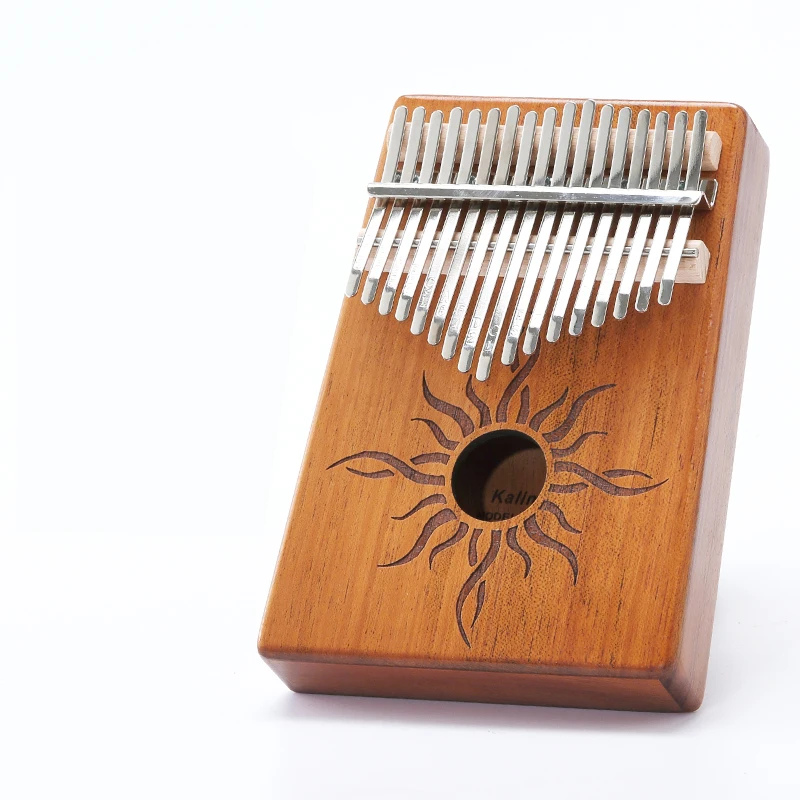 Портативное фортепиано с 17 клавишами Kalimba Thumb Piano сделано одной доской высококачественное дерево корпус из красного дерева музыкальный инструмент - Цвет: Burning Sun