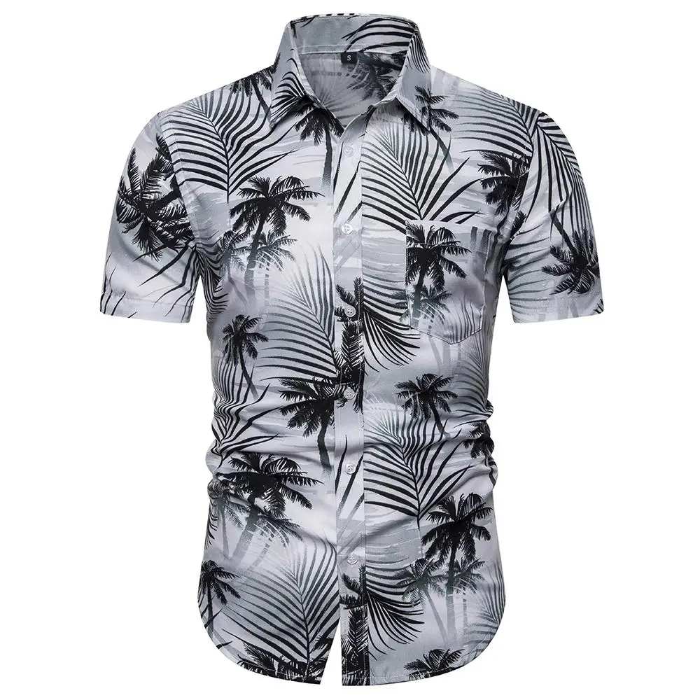 

Flower Men's Shirt Casual Dress Short sleeve Hawaiian Shirt Men Palm tree Beach leisure Summer Blouse Men New