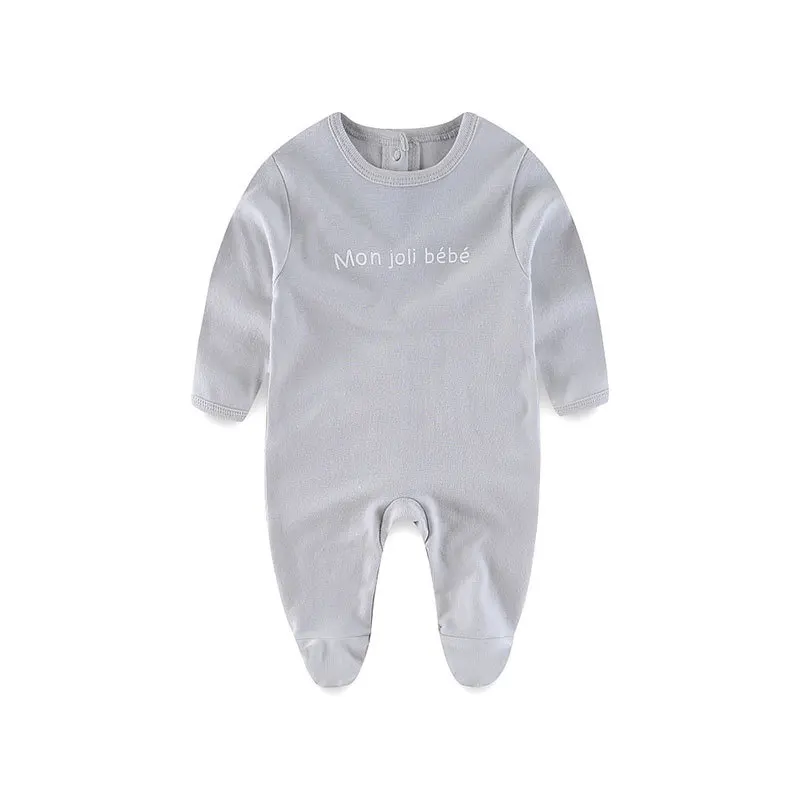 Детские пижамы из Франции для новорожденных, хлопковый комбинезон, одежда для мальчиков, комбинезоны, ползунки для младенцев, детский комбинезон, детская одежда для младенцев - Цвет: light gray