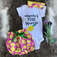 Комплект из 3 предметов для маленьких девочек от 0 до 24 месяцев, детский комбинезон, топы, штаны с рисунком лимона, Одежда AU