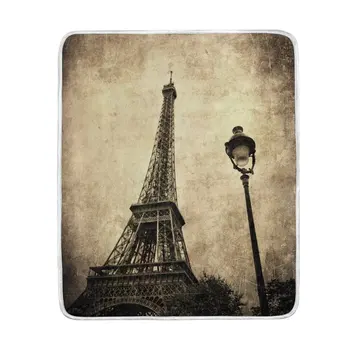 

Paris Eiffel Tower Landmark Vintage Blanket Soft Warm Cozy Bed Couch Lightweight Polyester Microfiber Blanket Throw