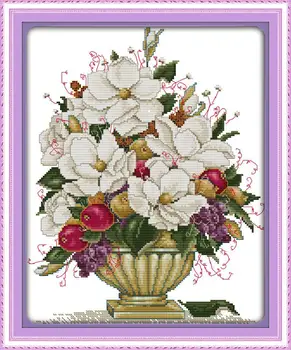 

Free DIY Needlework Patchwork The beautiful vase (2) DMC Cross Stitch Kits for Embroidery Knitting Needles hobbies and crafts