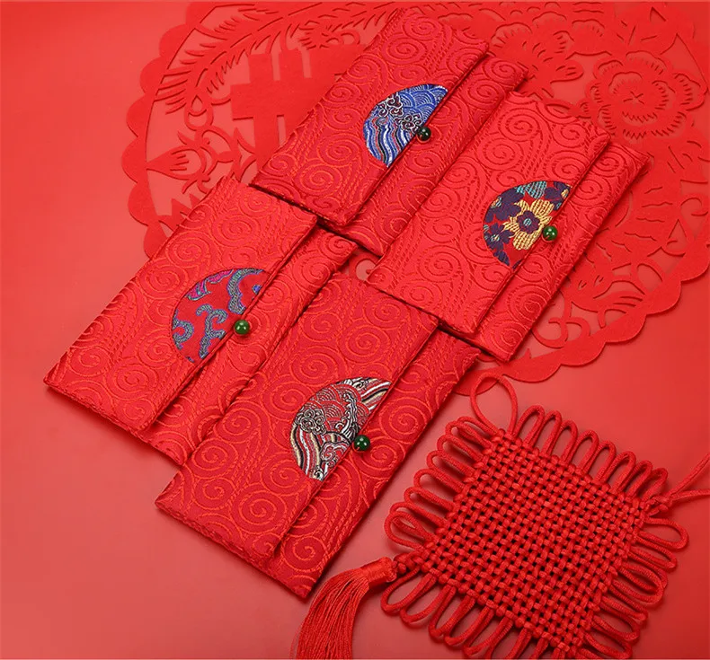1 шт. новогодние китайские традиционные элементы вышивка цветы украшения свадьбы/Фестиваль/день рождения красный конверт/Moeny карманы