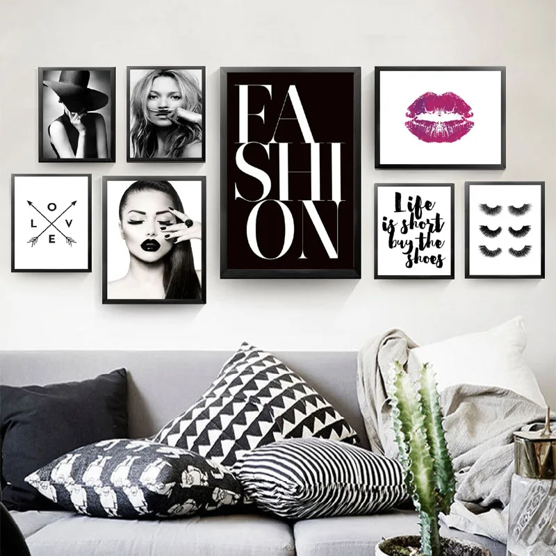 

Life Is Short Buy The Shoes Love Fashion Makeup Painting Wall Picture For Room Decorative Painting Poster Canvas Painting HD2097