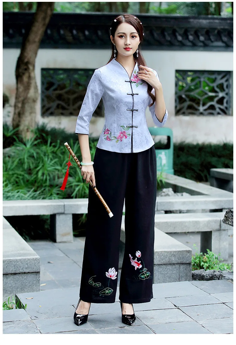 Традиционная китайская одежда для женщин, китайские Рубашки, Топы в китайском стиле, куртка, жаккард, хлопок, с принтом, вертикальные, Cheongsam топы