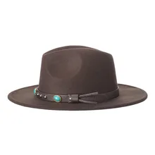 Европейская и американская шерстяная фетровая шляпа для женщин и мужчин, Имитация бирюзы, джазовая фетровая шляпа, элегантные женские вечерние шляпы H7214