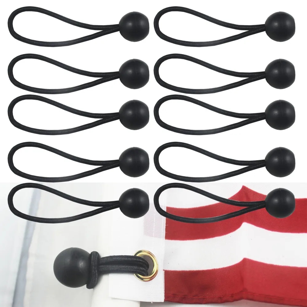 10 Flag Pole Clip Ball Flag Bungee Ties to attach Windsocks & Flags to