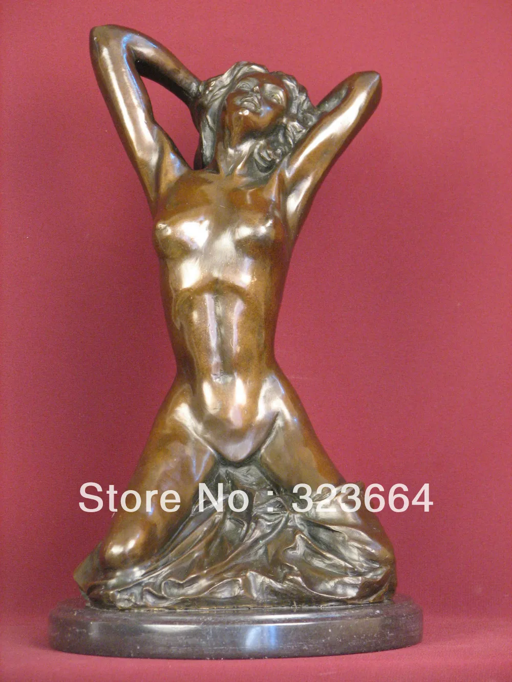 

SIGNED BRONZE NUDE STATUE EROTIC MODERN ART SCULPTURE ON MARBLE BASE