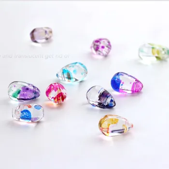 

New style 100pcs/lot color print geometry water drop shape glass beads diy jewelry earrings/bracelet/necklace pendants accessory