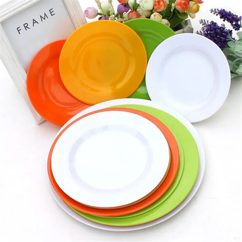 Thin colored plastic dessert plates Round dishes melamine dishes in