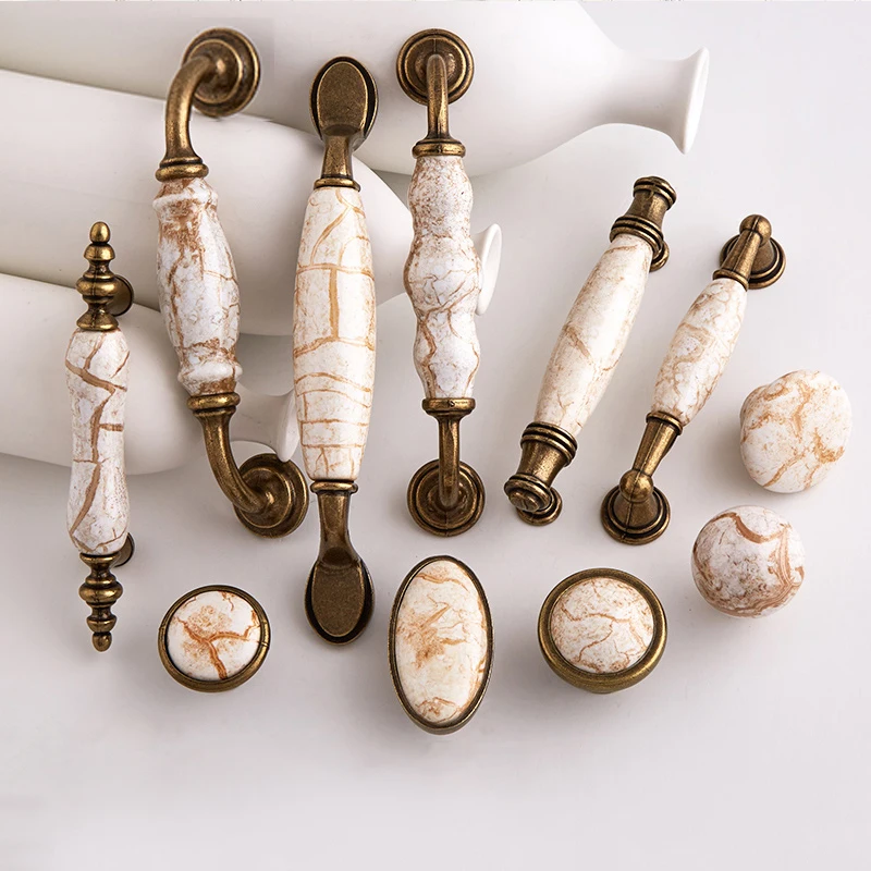 TOP Designed 2PCS European Ceramic Kitchen Cabinet Door Handles Cupboard Wardrobe Drawer Wine Pulls and Knobs | Обустройство дома