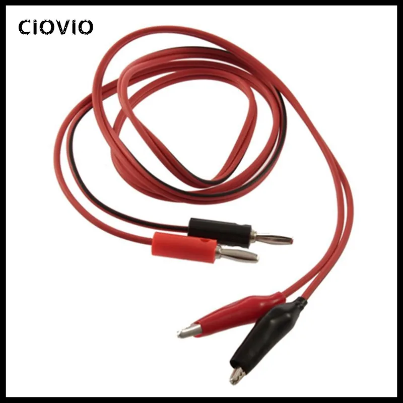 1M Alligator Cilp to AV Banana Plug Test Cable Lead Connector Dual Tester Probe Crocodile Clip for M