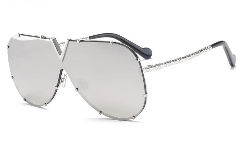 HBK негабаритных Италия модные солнцезащитные очки женские солнцезащитные очки металлические женские поляризационные солнцезащитные очки с градиентом рамы розовый серый коричневый прозрачный весна лето мода - Цвет линз: C6 Silver