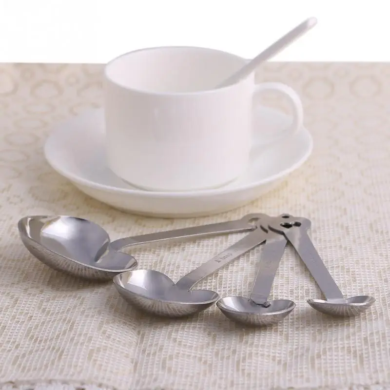 Hot Sale Stainless Steel Heart Shaped Measure Measuring Spoons Cooking