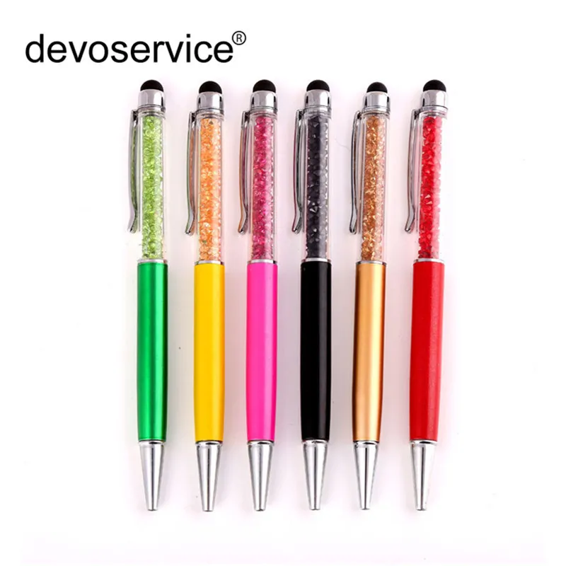 

10Pcs/Lot New High-Grade Metal Crystal Ballpoint Pen Kawaii Capacitive Touch Pens For Student Stationery Gifts Office Supplies