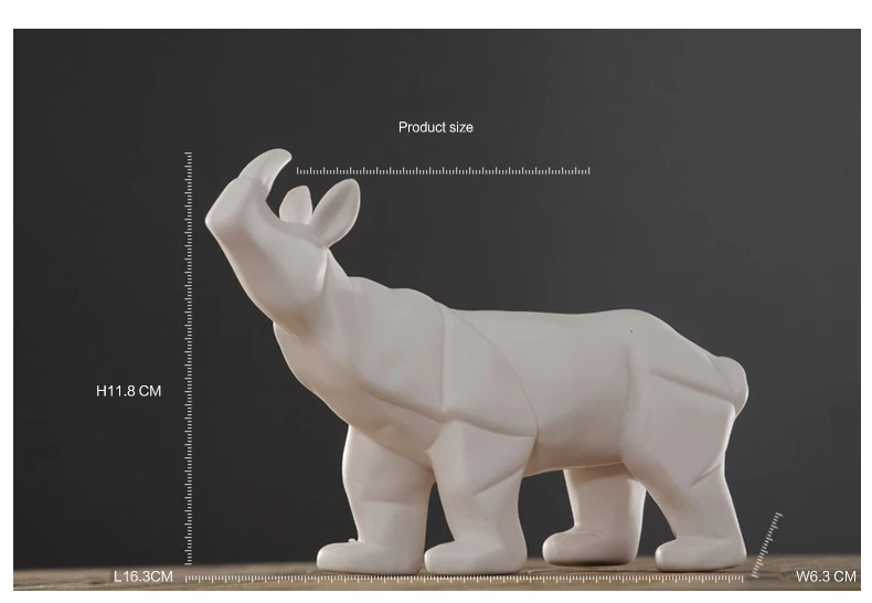 Нордическая керамика белый слон, носорог ручной работы украшения творческой гостиной рабочего стола дома спальни статуя животного подарки