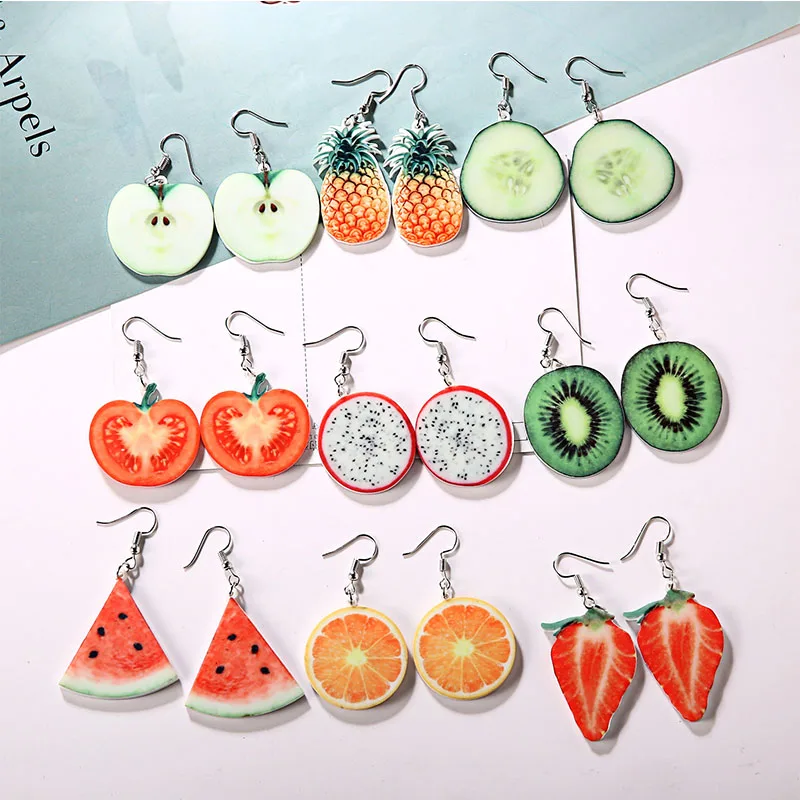 New fashion Acrylic earrings accessories fruit earrings Lovely Temperament Watermelon Strawberry Kiwi Long Earrings For Women New fashion Acrylic earrings accessories fruit earrings Lovely Temperament Watermelon Strawberry Kiwi Long Earrings For Women