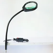 Desktop Magnifier 8X 10X 125mm Magnifying Glass Hands-free Loupe Flexible Table Machine Soft Rod Dimmable Led Magnifier light free ship wholesale led table magnifier flexiable soft rod desk lamp magnifying glass loupe clamp 5x magnifier clip fix