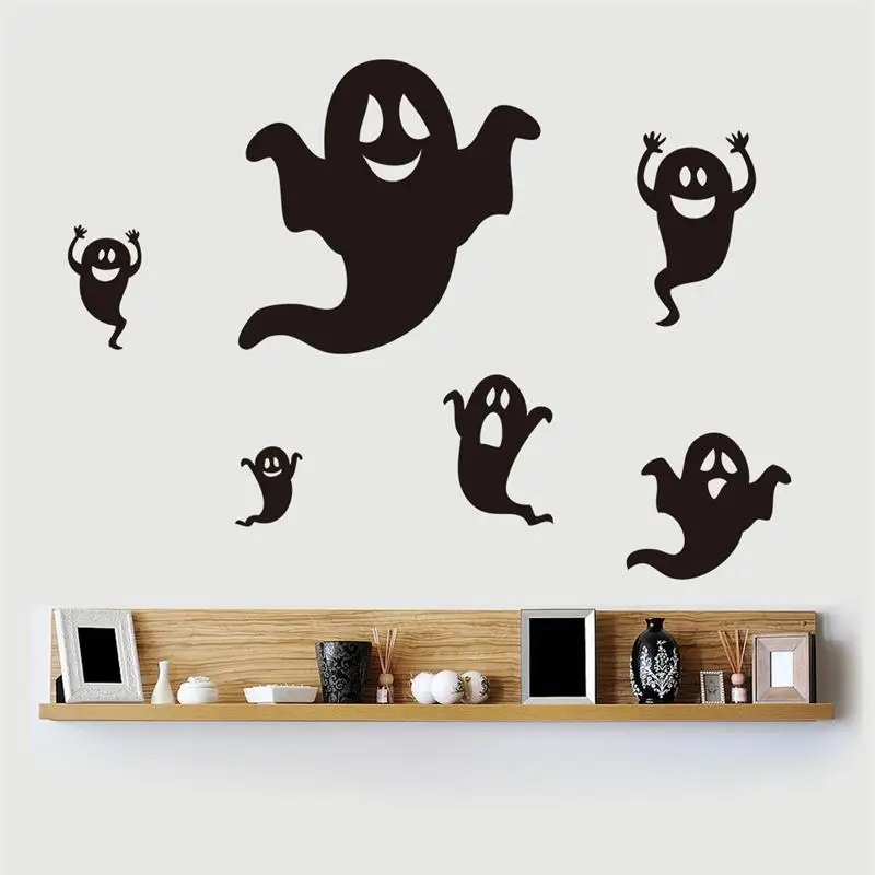 

2015 hot newest funny 6 pieces black Ghost home decor wall stickers party kids room creative DIY decoration sticker
