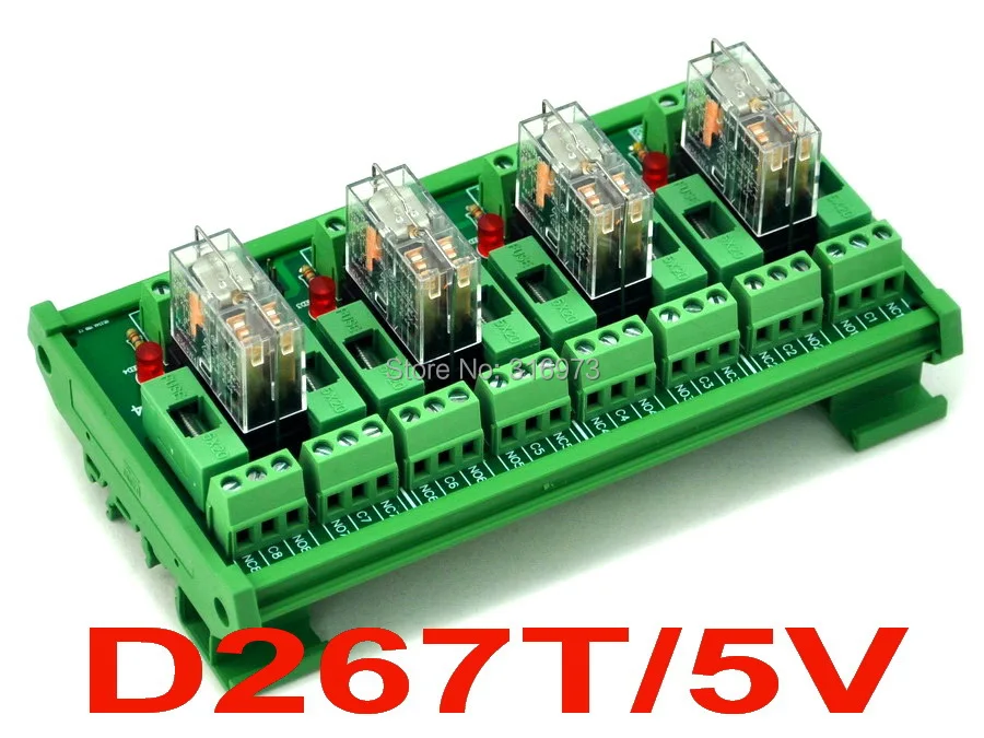 Din-рейка вкрученное крепление 4 DPDT 5A Модуль интерфейса реле питания, G2R-2 5 V реле постоянного тока