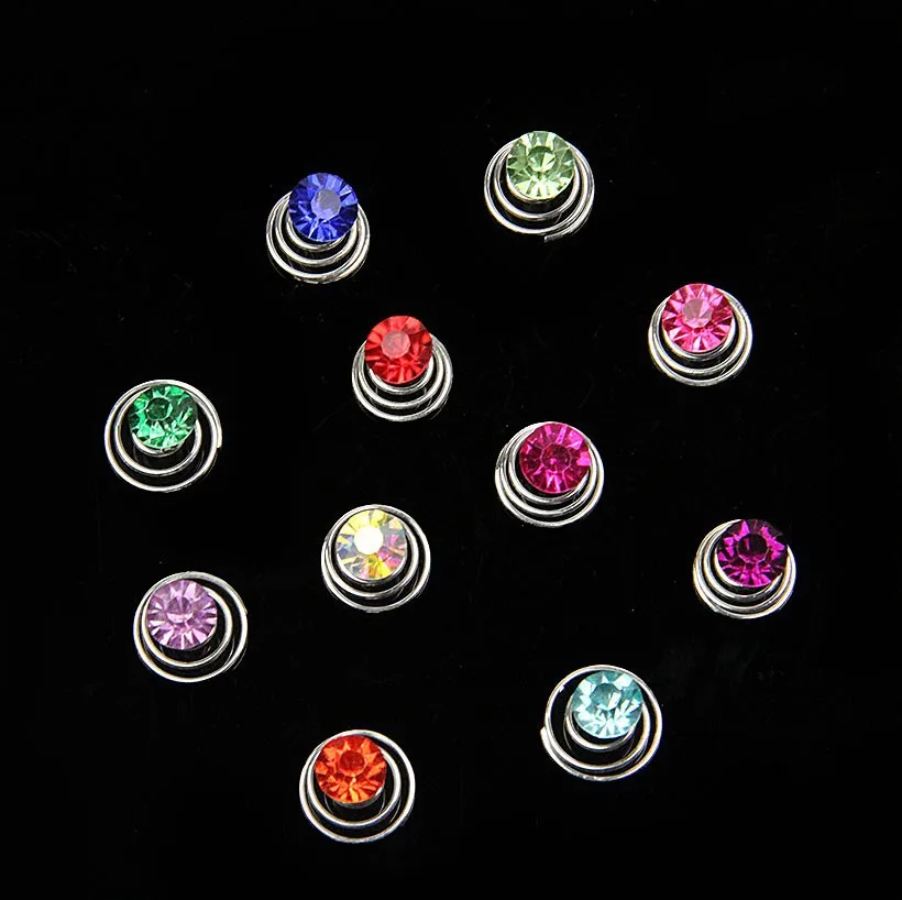 Buy 12 pcs Rhinestone Coil Swirl Spiral Twist Hair